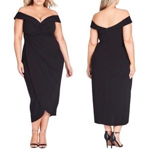 City Chic Rippled Love Black Sheath Dress 18 Black